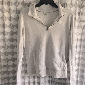 PINK gray quarter zip sweatshirt